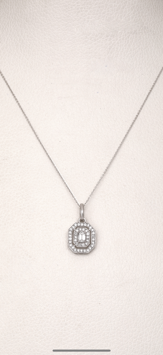 Emerald Halo Pendant Necklace