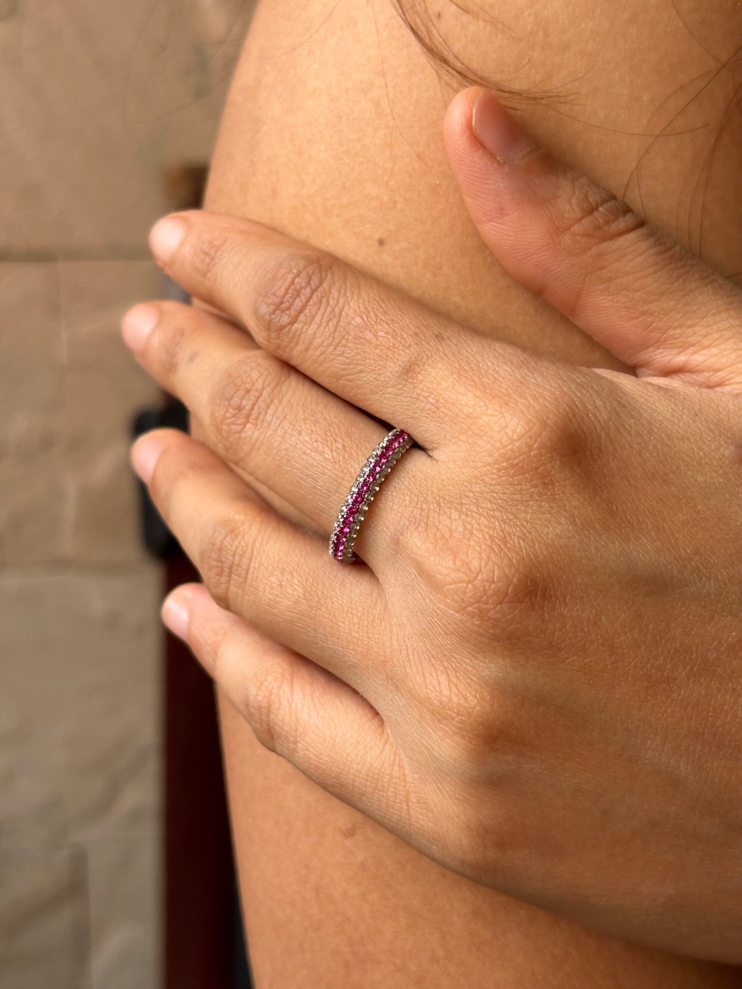 Ruby/Diamond Triple Row Eternity Ring