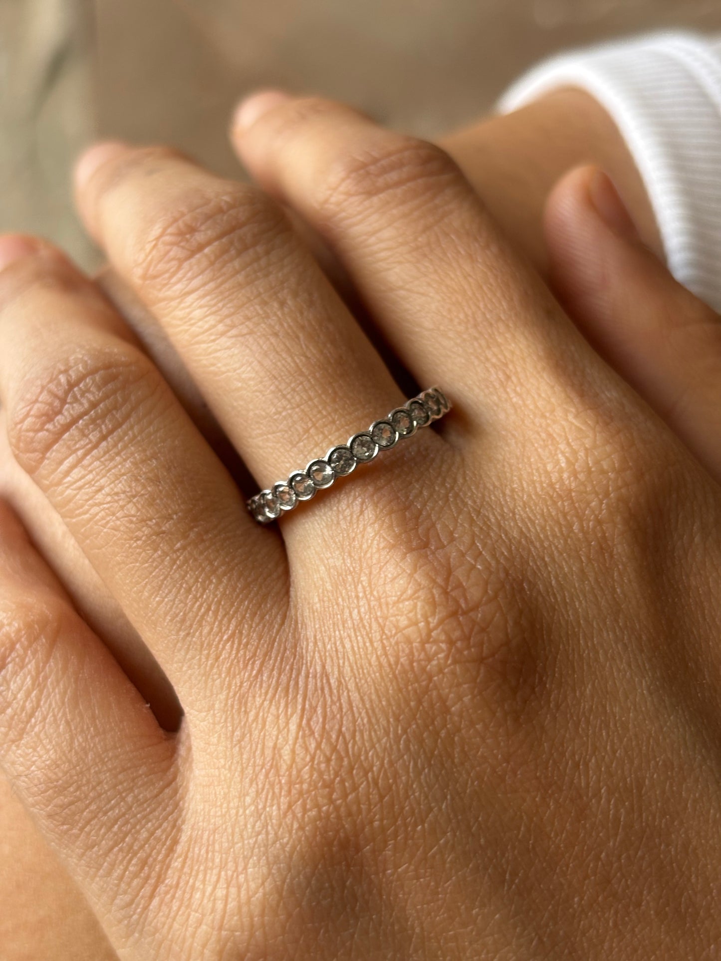 White Topaz Bezel Set Eternity Ring